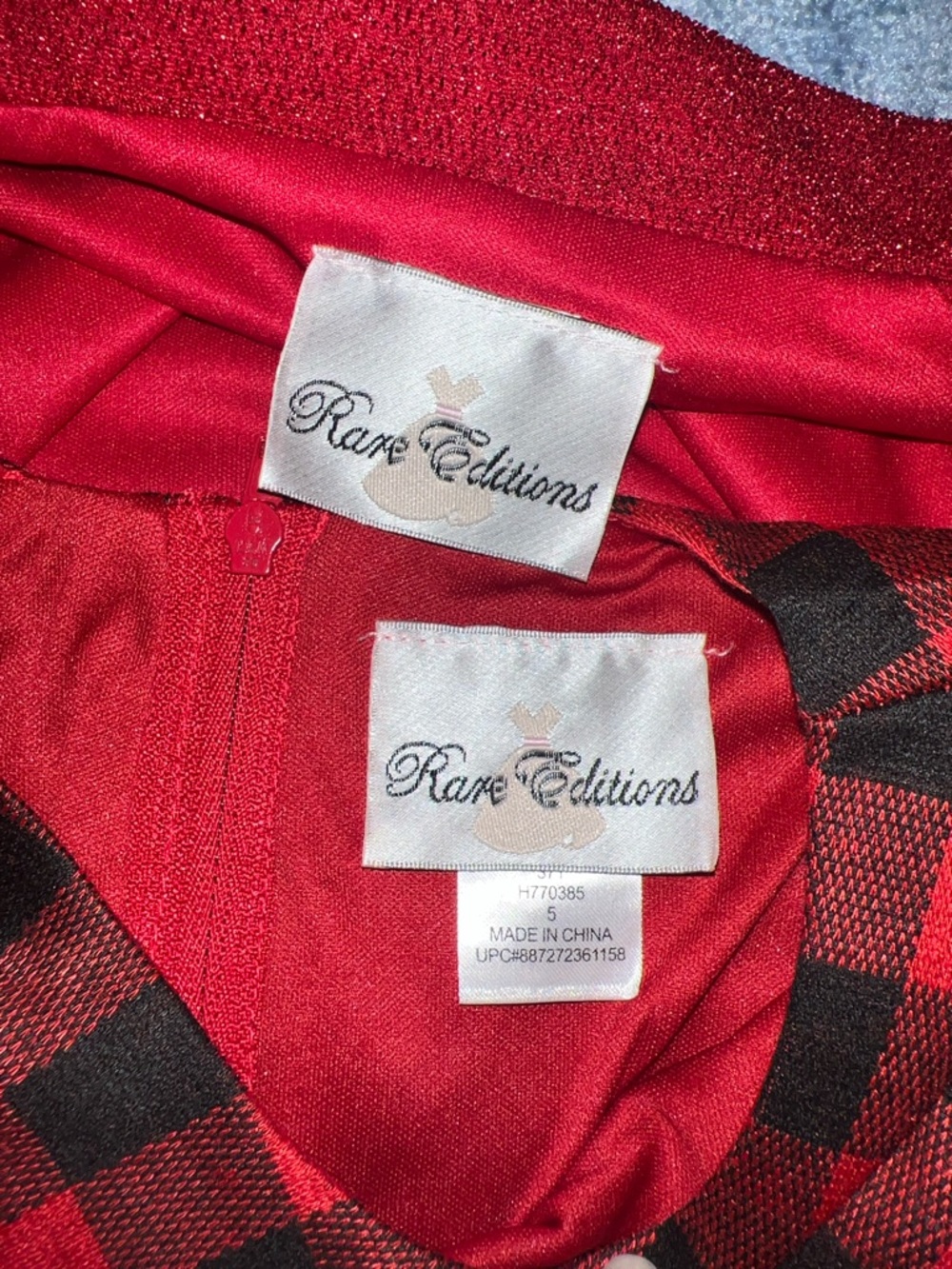 NEW Rare Editions Sparkle Red Coat with Black-Red Plaid Accents and Plaid Dress - Picture 4 of 10